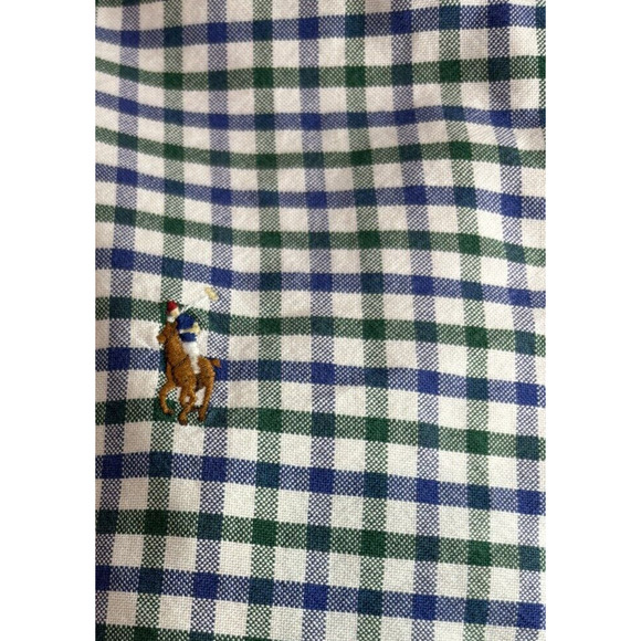 Ralph Lauren Button Down Shirt Green Blue Flesh Pony Men's Size L - Picture 3 of 9